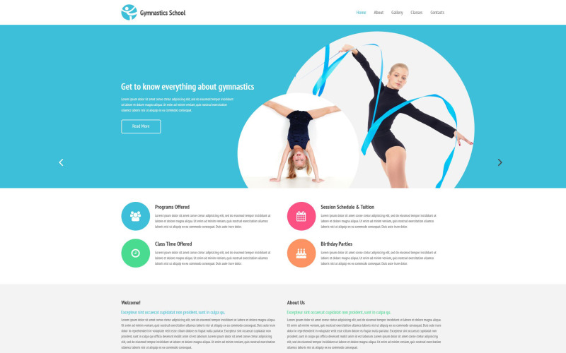 Gymnastikskolans webbplatsmall