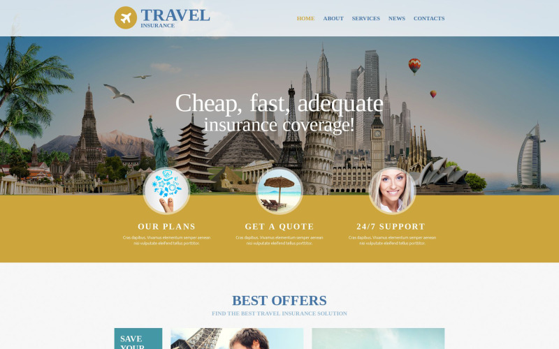 Modèle de site Web d'agence d'assurance voyage