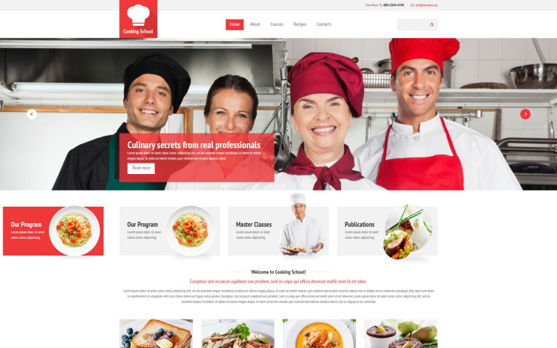 Modèle de site Web d'école de cuisine