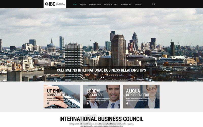 Modèle de site Web du conseil des entreprises