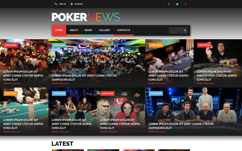 Online Poker Responsive Website-Vorlage