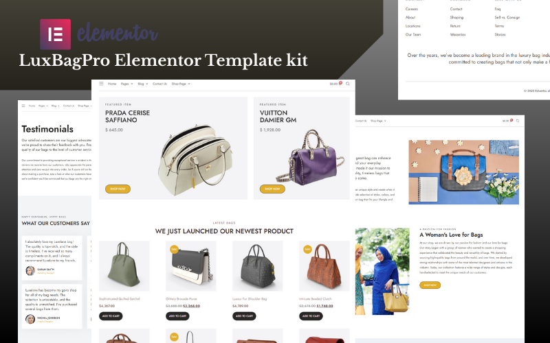 Kit modello Elementor Luxbagpro