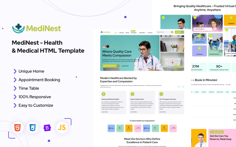 MediNest – Modern HTML-mall för medicin och hälsovård