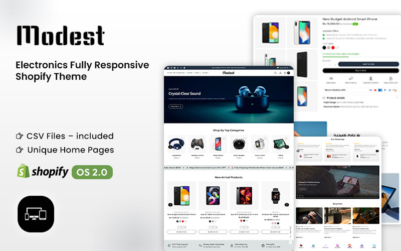 Modest - Tema Shopify OS 2.0 para eletrônicos de última geração
