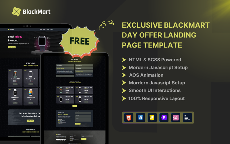 BlackMart — Modèle HTML gratuit pour la page de destination du Black Friday et du Cyber Monday