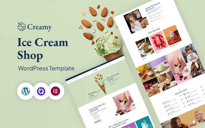 Creamy – Modèle WordPress Elementor pour CMS de délicieuses glaces
