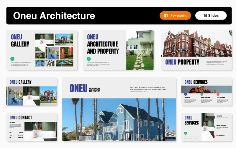 Oneu Architectuur en Vastgoed Powerpoint-sjabloon