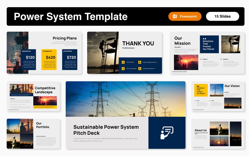 Powerpoint-sjabloon voor energiesysteem