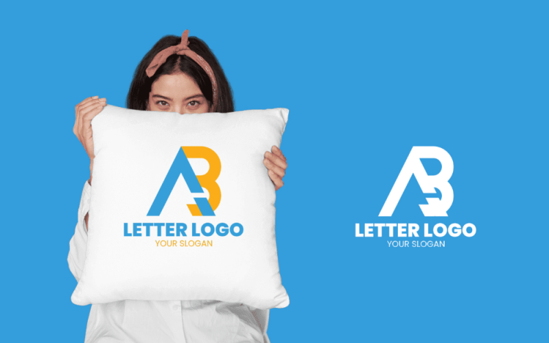 Kreative AB-Textbuchstaben-Logo-Vorlage KOSTENLOS