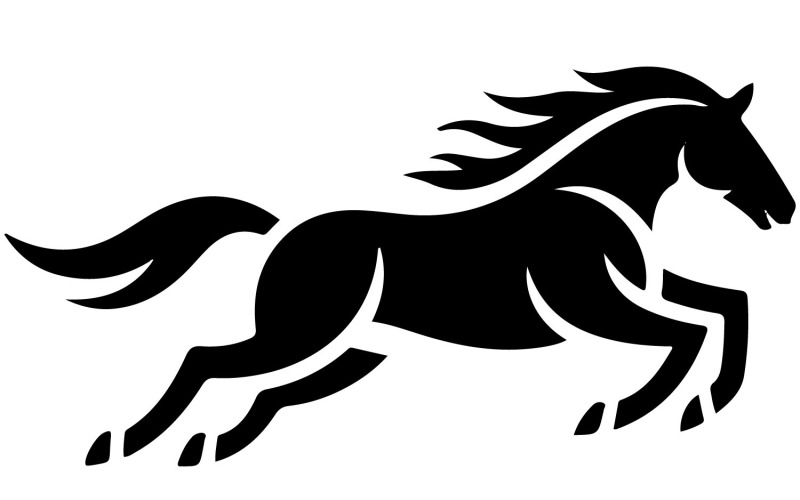 En minimalistisk logotypdesignsilhuett av en häst