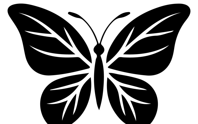 En vektorlogotyp med en minimalistisk fjärilsdesign