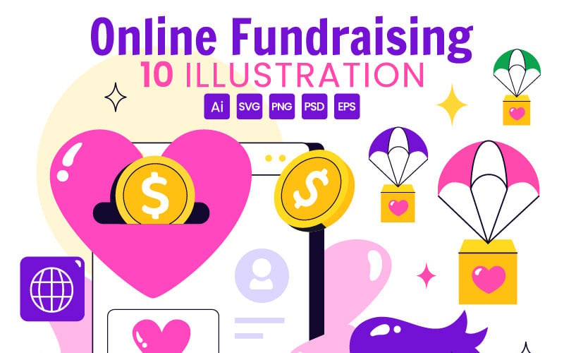 10 illustrations de collecte de fonds en ligne