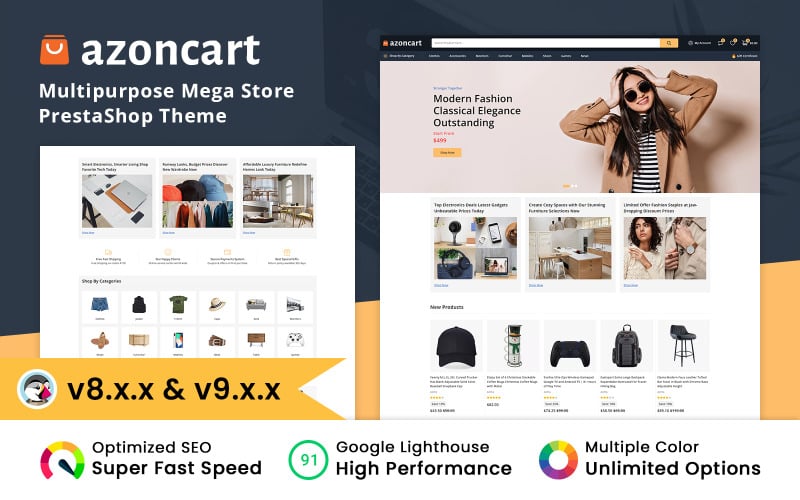 Azoncart Çok Amaçlı Mega Mağaza Prestashop Teması