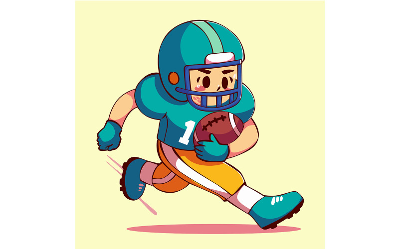 Cartoon Boy Playing American Football