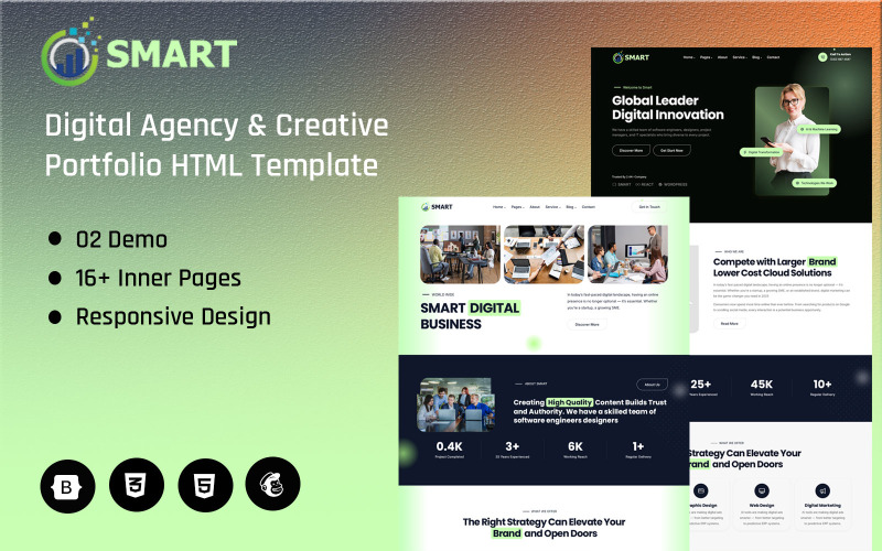 Modello HTML per portfolio creativo e agenzia digitale intelligente