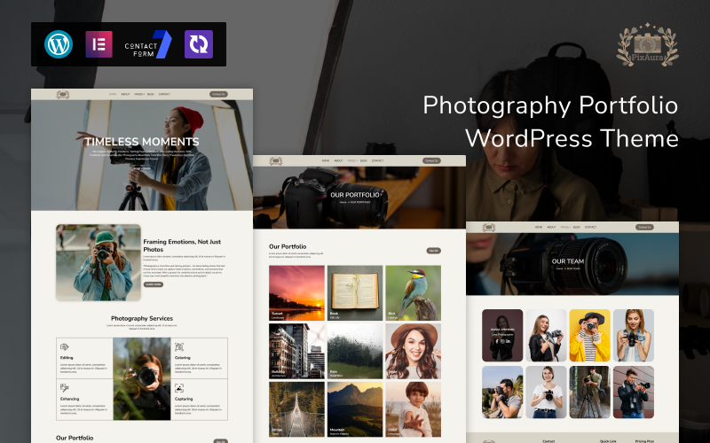 PixAura – Fotóportfólió WordPress sablon