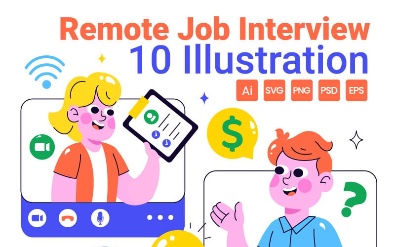 10 Illustrationer för distansjobbintervjuer