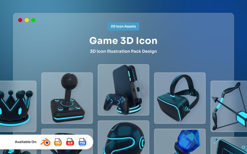 Icônes de jeux 3D futuristes
