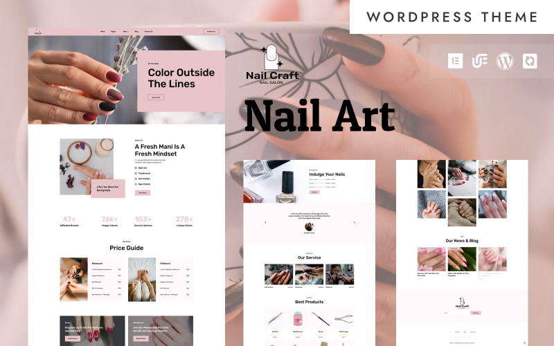 Nail Craft - 带有精美小部件的美甲沙龙 WooCommerce WordPress Elementor 主题