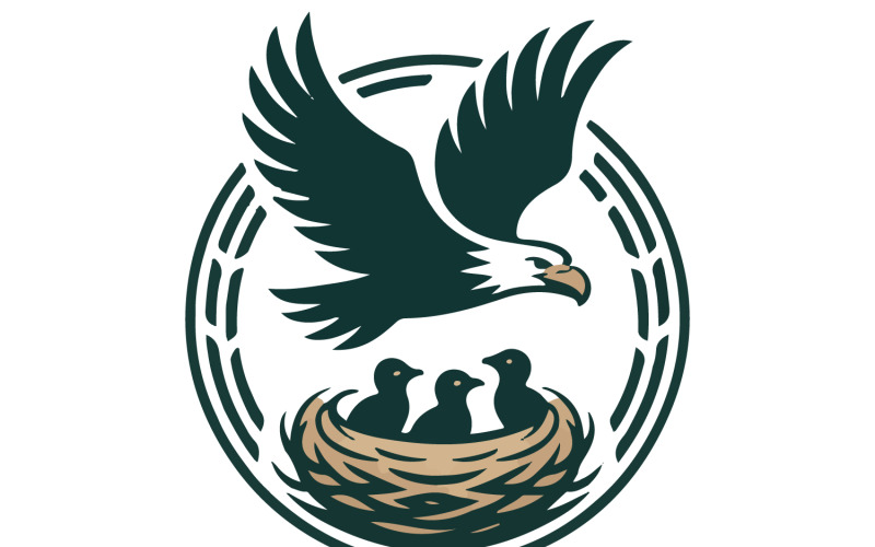 A minimalist logo design for a eagle nest