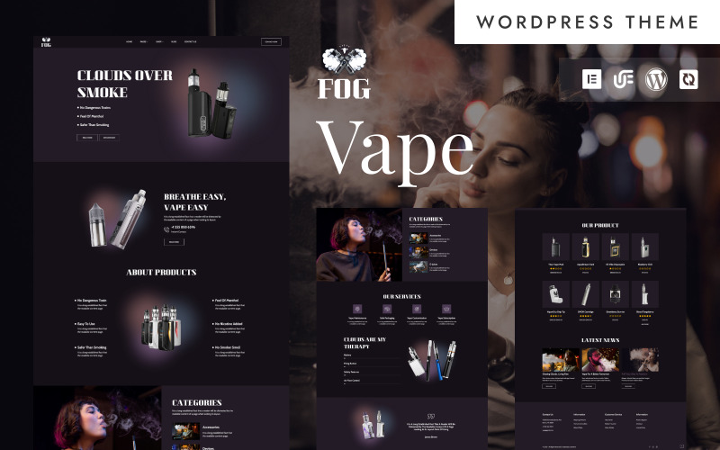 Fog - Cygara i tytoń Vape Woocommerce WordPress Elementor Theme