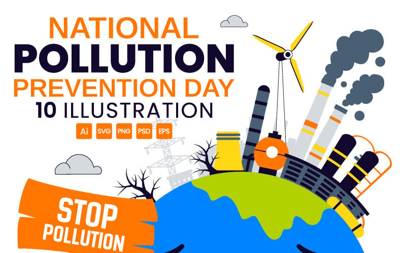 10 illustrationer för den nationella dagen för föroreningsförebyggande åtgärder