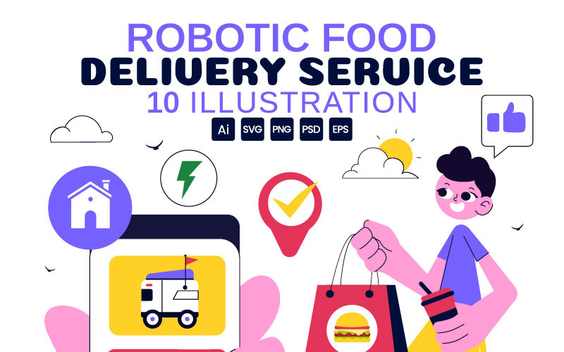 10 illustrationer av robotmatleveranstjänster