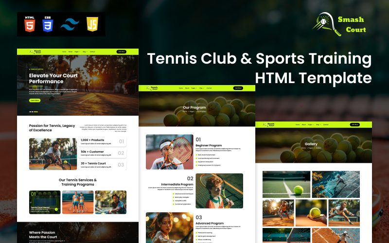 SmashCourt – HTML-Vorlage für Tennisclubs und Sporttraining