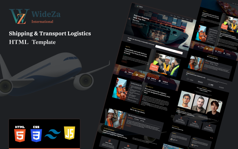 Wideza – HTML-Vorlage für Versand- und Transportlogistik