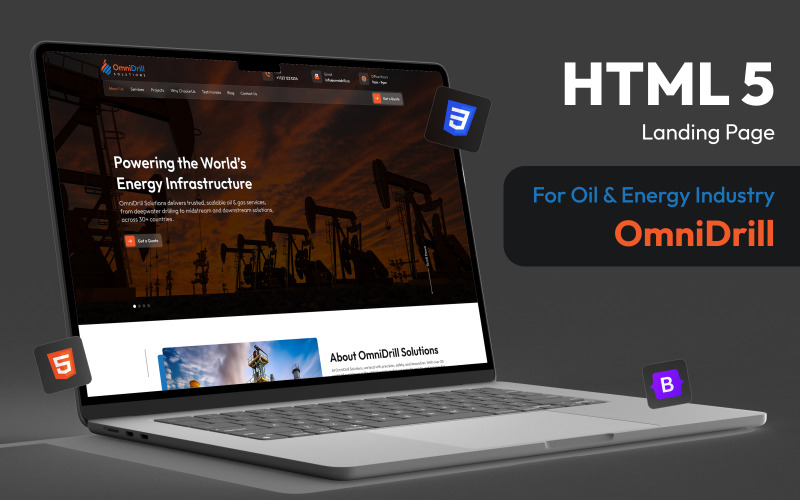 OmniDrill – Página de inicio HTML5 Bootstrap para servicios de petróleo y gas