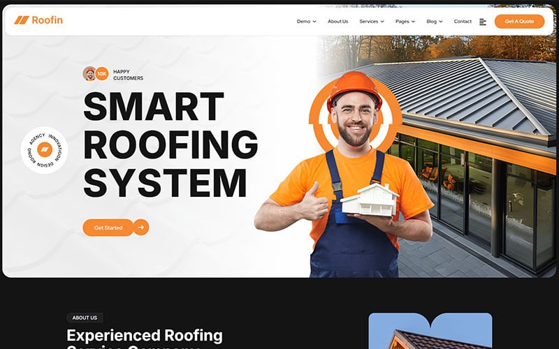 Thème WordPress Roofin – Services de toiture et entreprise de métallurgie