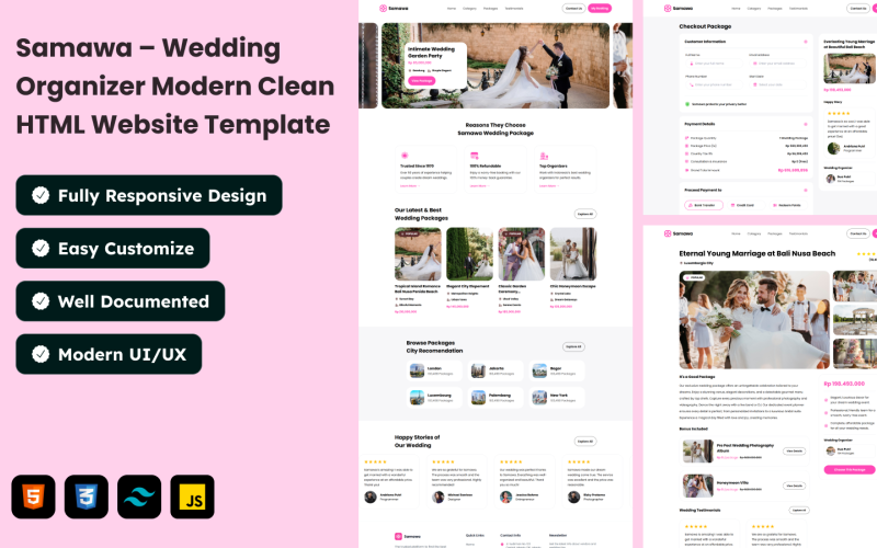 Samawa – Modello di sito Web HTML moderno e pulito per organizzatori di matrimoni