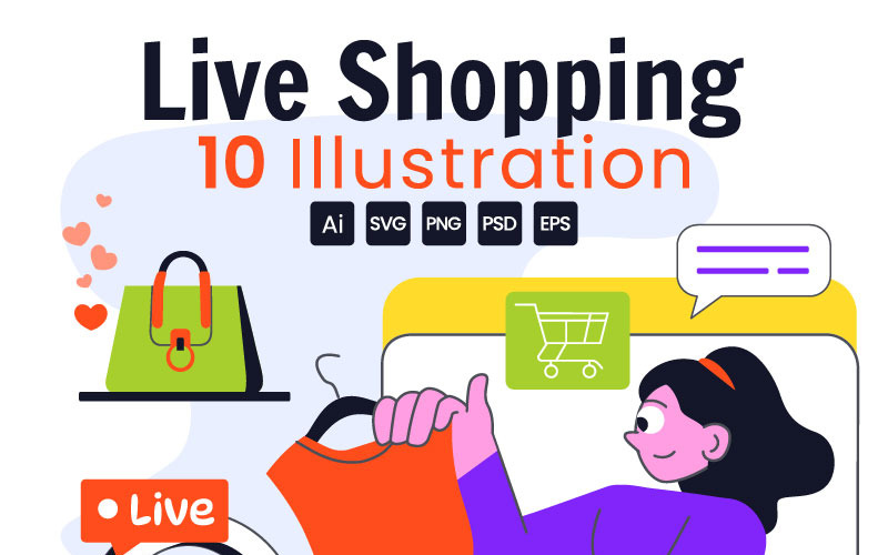10 illustrationer av influencers live shopping
