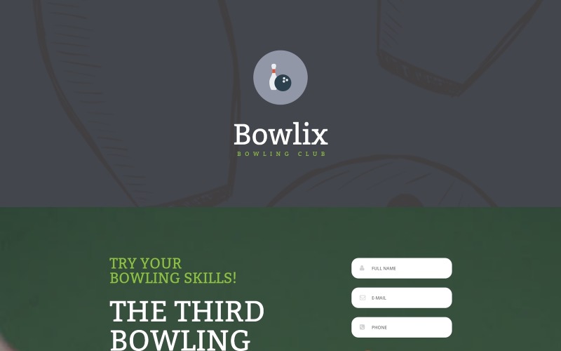 Bowling Responsive Landing Page Vorlage