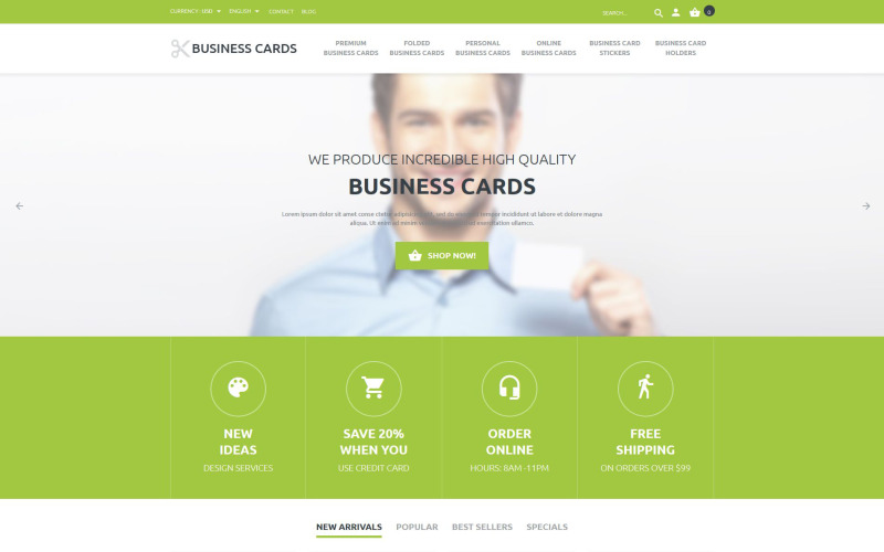 Магазин визиток PrestaShop Theme