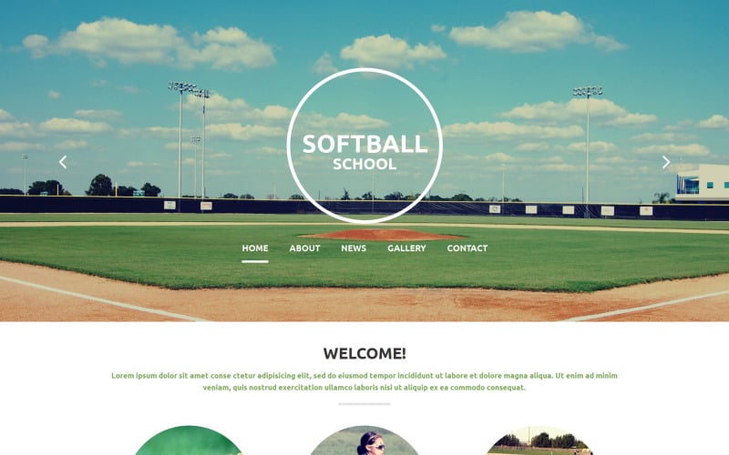 Modèle de site Web d'école de softball