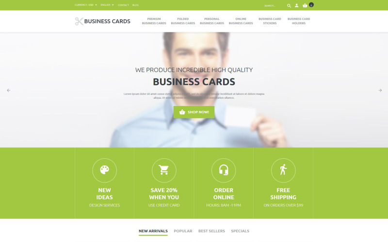 Thème PrestaShop pour Business Cards Store