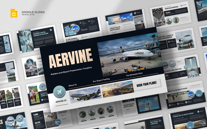 Aervine - 航空公司和航空 Google 幻灯片模板