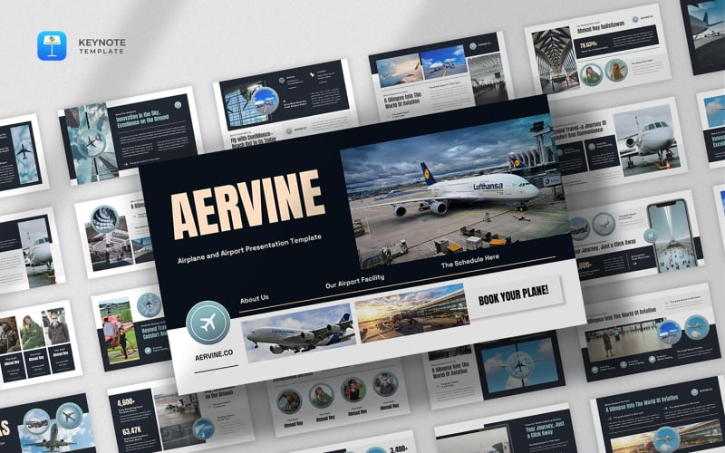 Aervine – Keynote-Vorlage für Fluggesellschaften und Luftfahrt