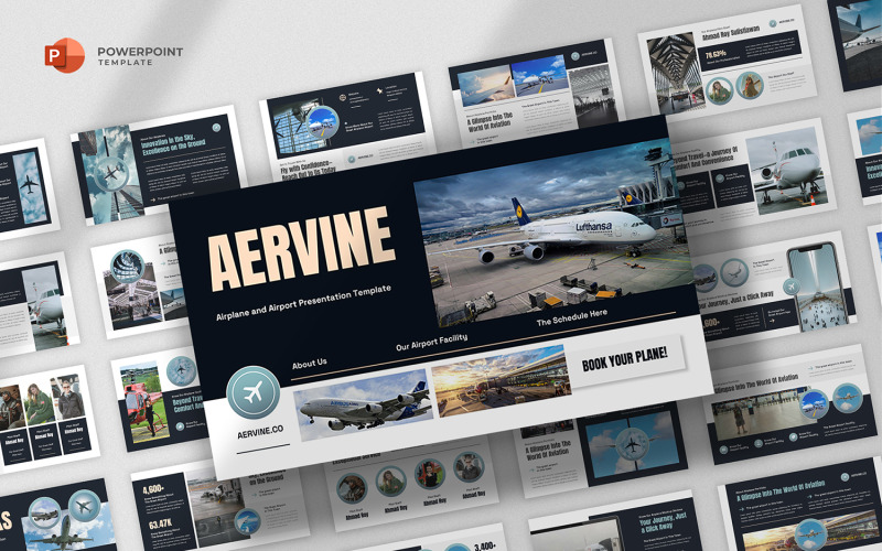 Aervine — Шаблон PowerPoint «Авиация и авиация»