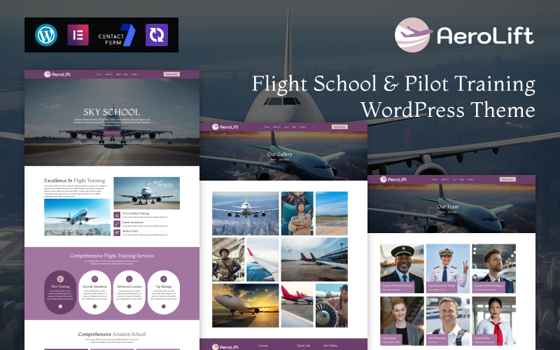AeroLift – Tema de WordPress para escuelas de vuelo y formación de pilotos
