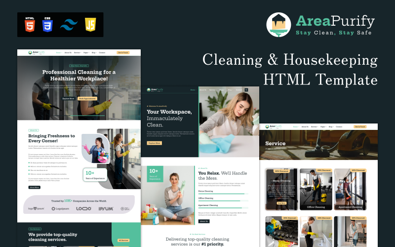 AreaPurify – HTML-Vorlage für Reinigungsdienste und -wartung