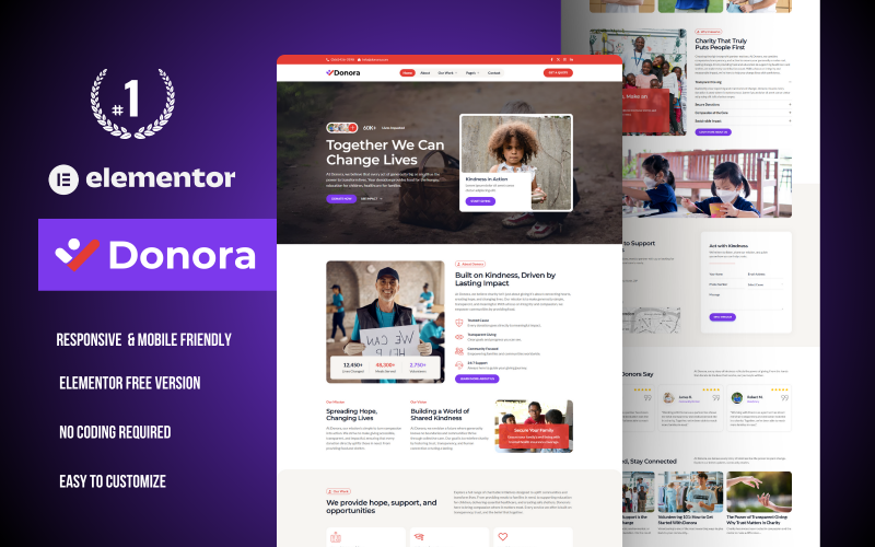 Donora – 慈善与捐赠 Elementor 模板套件