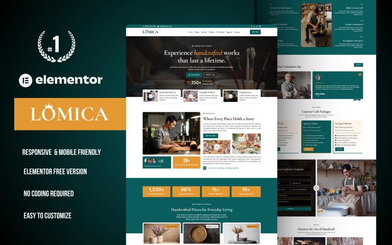 Lomica – Sada šablon Elementor pro ruční práce a řemeslníky
