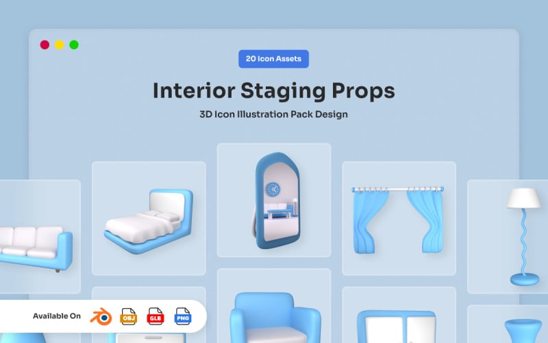 Modernes Interieur 3D Icon Pack