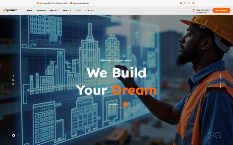 Myconst - WordPress-thema voor de bouw