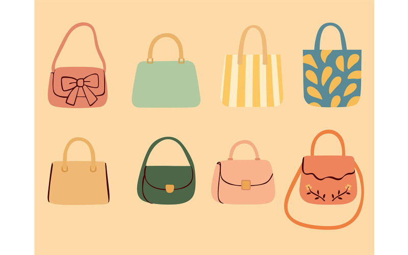 Coleção de bolsas com fundo bege
