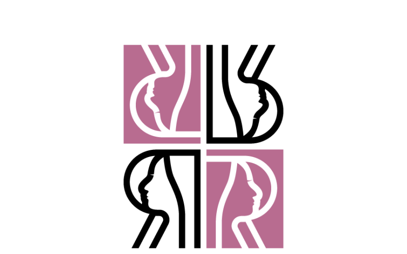 Bokstaven R och kvinna ansikte logotyp mall