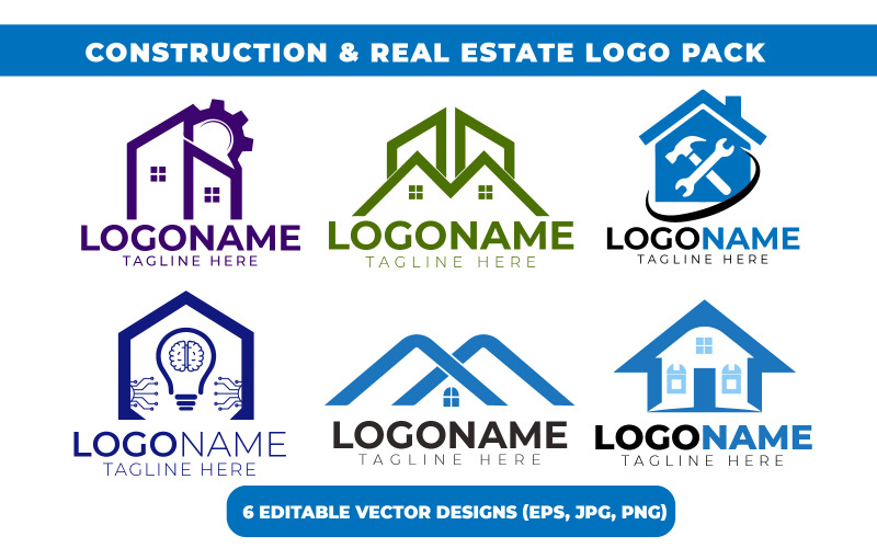 Pakiet logo dla branży budowlanej i nieruchomości