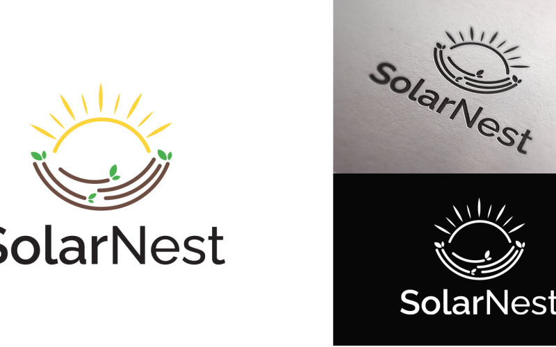 Miljövänlig solenergi och naturlogotypdesign